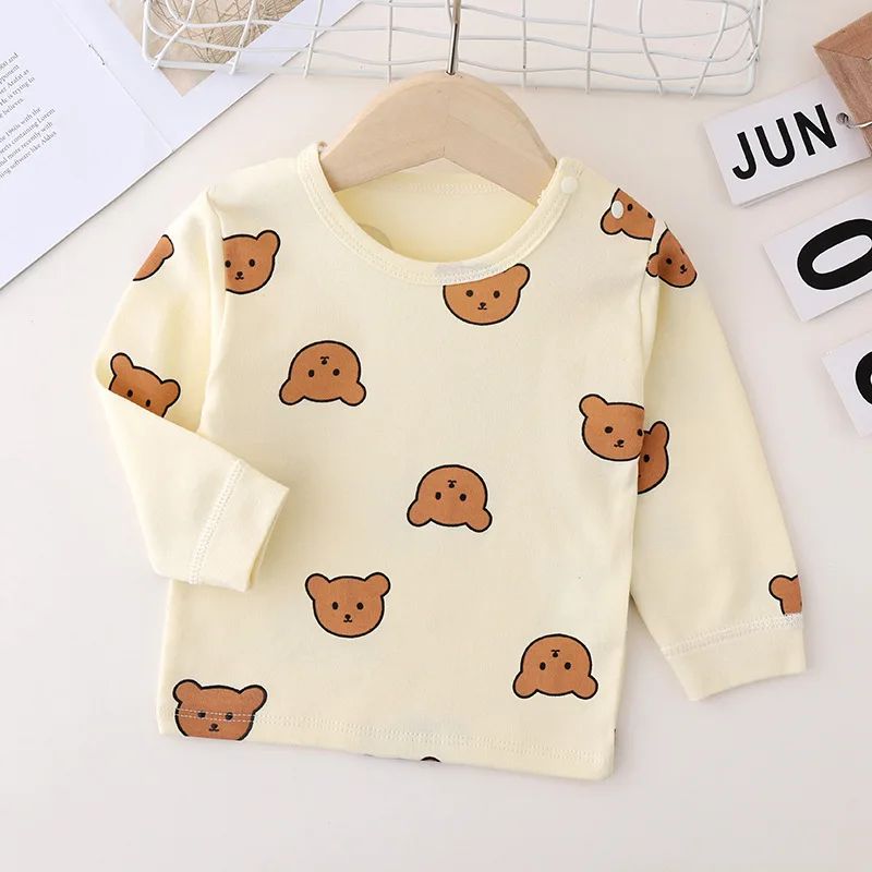 0-3T Baby Cotton Top Pant Suit Newborn Kid Boys Girls Clothes Set Long Sleeve Pj Set Cute Sweet Sleepwear Pajamas Set Outfit
