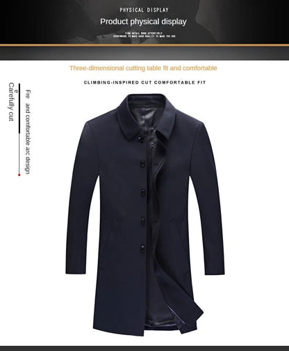 Light Luxury Long Jacket Men's Winter Business Casual Comfortable Windproof Warm Trench Coat British Streetwear Suit Male Coat