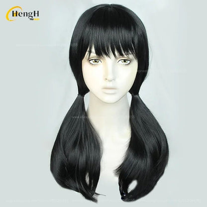 2 Estilos Mitaka Asa Peruca Sintética Anime Longa 65cm Preta Perucas Cosplay Com Adesivo Resistente Ao Calor Cabelo Festa Perucas Unissex + Touca de Peruca