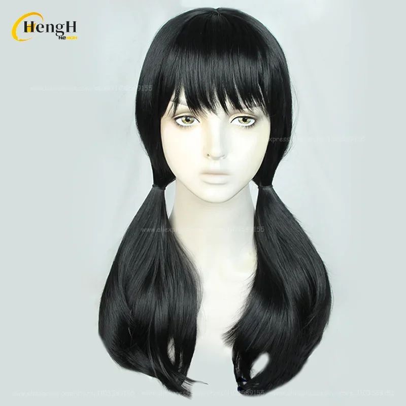 2 Estilos Mitaka Asa Peruca Sintética Anime Longa 65cm Preta Perucas Cosplay Com Adesivo Resistente Ao Calor Cabelo Festa Perucas Unissex + Touca de Peruca