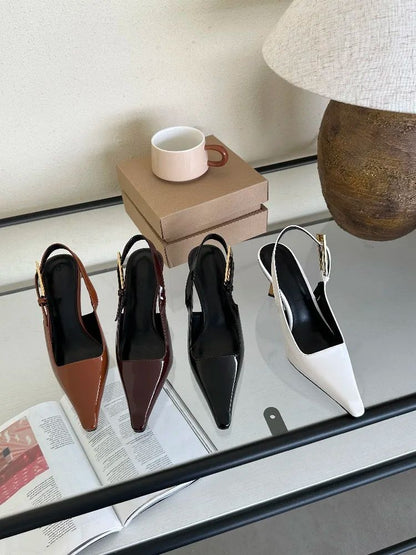 Aneikeh 2025 Verão Nova Banda Feminina Scarpins Sapatos Moda Raso Slip On Sandálias Slingback Salto Fino Alto Vestido Sapatos Sexy