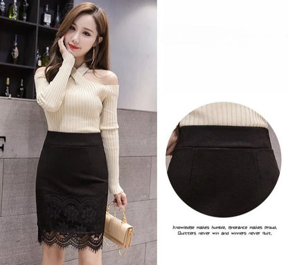 High-Waisted Slim-Fit Fresh A-Line Skirts 2025 Summer New Lace Short Plus Size Skirts Stylish INS Style Bodycon Skirt