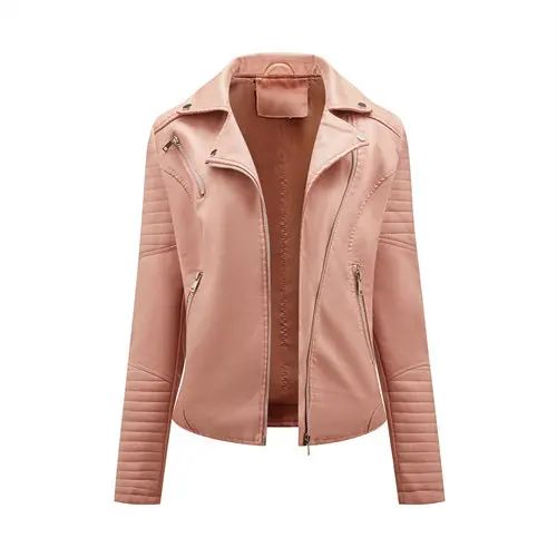 Black Women Faux Leather Jacket Spring Autumn Zipper Casual Pu Coat Female Biker Outerwear Ladies Clothes S-XXXL