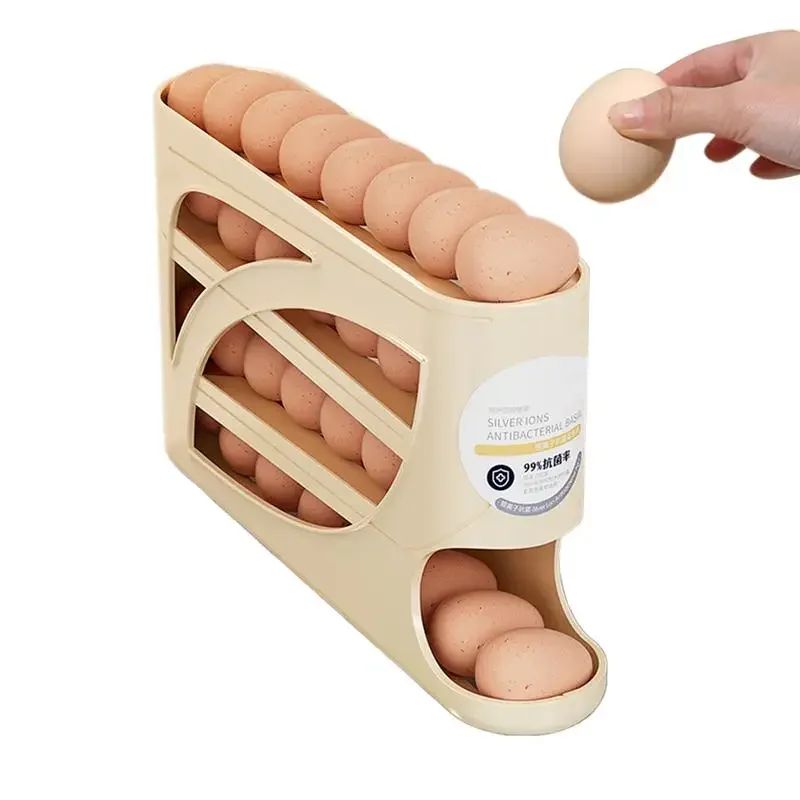 Auto Rolling Egg Dispenser 4 Tiers Auto Rolling Egg Storage Dispenser Rack Reusable Organizer Kitchen Egg Container for
