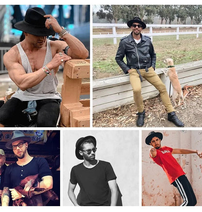 2025 Mulheres Homens Chapéu Panamá Fedora Aba Larga Proteção Solar Clássico Unissex Moda Chapéu Top para Festa Casamento Igreja