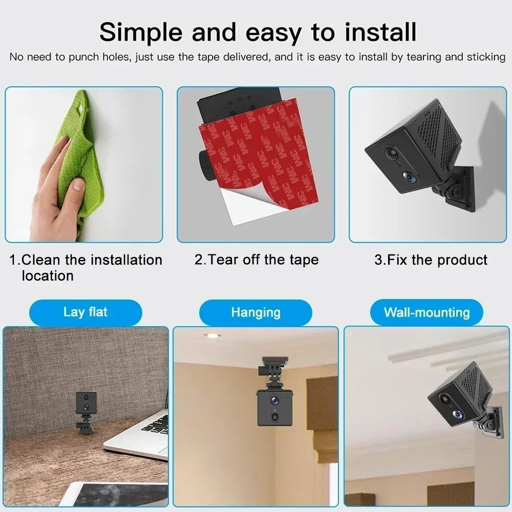 5MP 4G SIM Card Mini Camera Human Detection WiFi Camera Built-In 3000mAh Battery Security Surveillance Camcorder Video Recorder