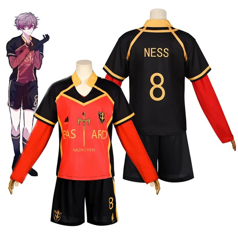 Anime Michael Kaiser Cosplay Costume Red Uniform Team Bastard Munchen Alexis Ness Cosplay Football Soccer Clothing