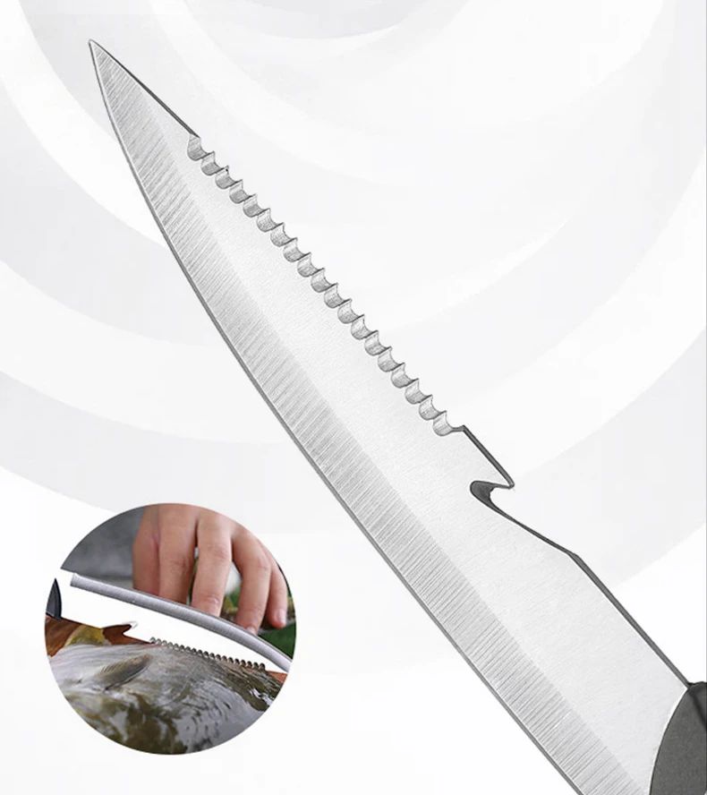 Faca Afiada para Peixe Cabo Oco de Plástico Faca de Filé de Peixe Faca de Desossar Aço Inoxidável Cutelo de Carne Descascador de Frutas de Cozinha