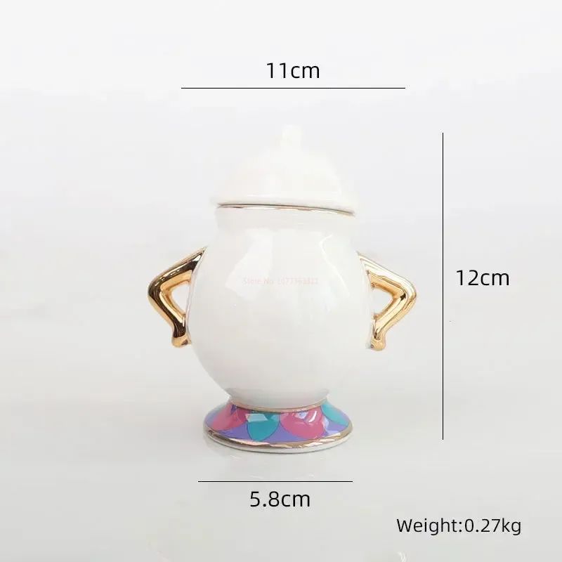Disney Teapot Cute Cartoon Beauty And The Beast Coffee Pots Mug Mrs Potts Chip Cup Tea Cup Pots One Tea Set Droshipping Desk Gif