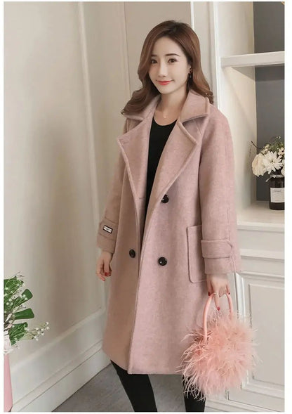 Fashionable Woolen Coat Women's Mid-Length Korean Style Hot Sale Of The Season New Spring Autumn Slimming Versatile Tweed Jacket