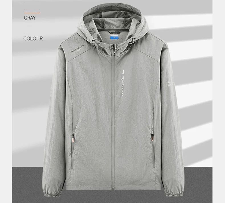 UPF50+ Summer Outdoor Quick Dry Sun-Protective Thin Jacket Men Hiking Fishing Cycling Hooded Gym Sport Ultra Light Windbreaker