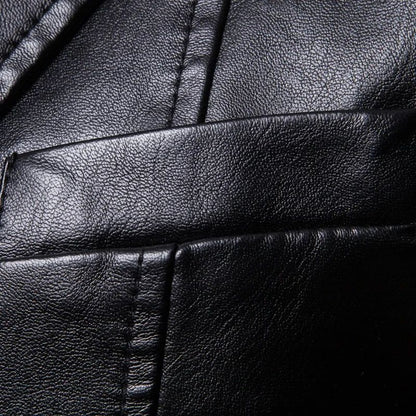 Spring Autumn New Men's Leather Jacket Fashion Lapel Windbreak Solid Color Stylish Outwear Slim Fit Motorcycle Streetwear