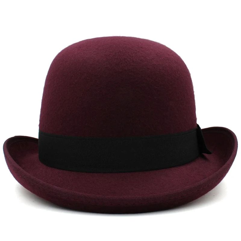 Men Women Felt Bowler Hat Classic Party Hats Lightweight Derby Fedora Hats Costume Accessories