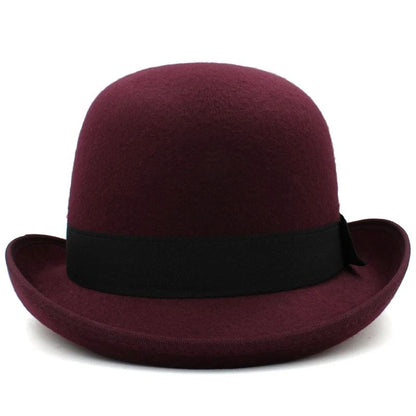 Men Women Felt Bowler Hat Classic Party Hats Lightweight Derby Fedora Hats Costume Accessories