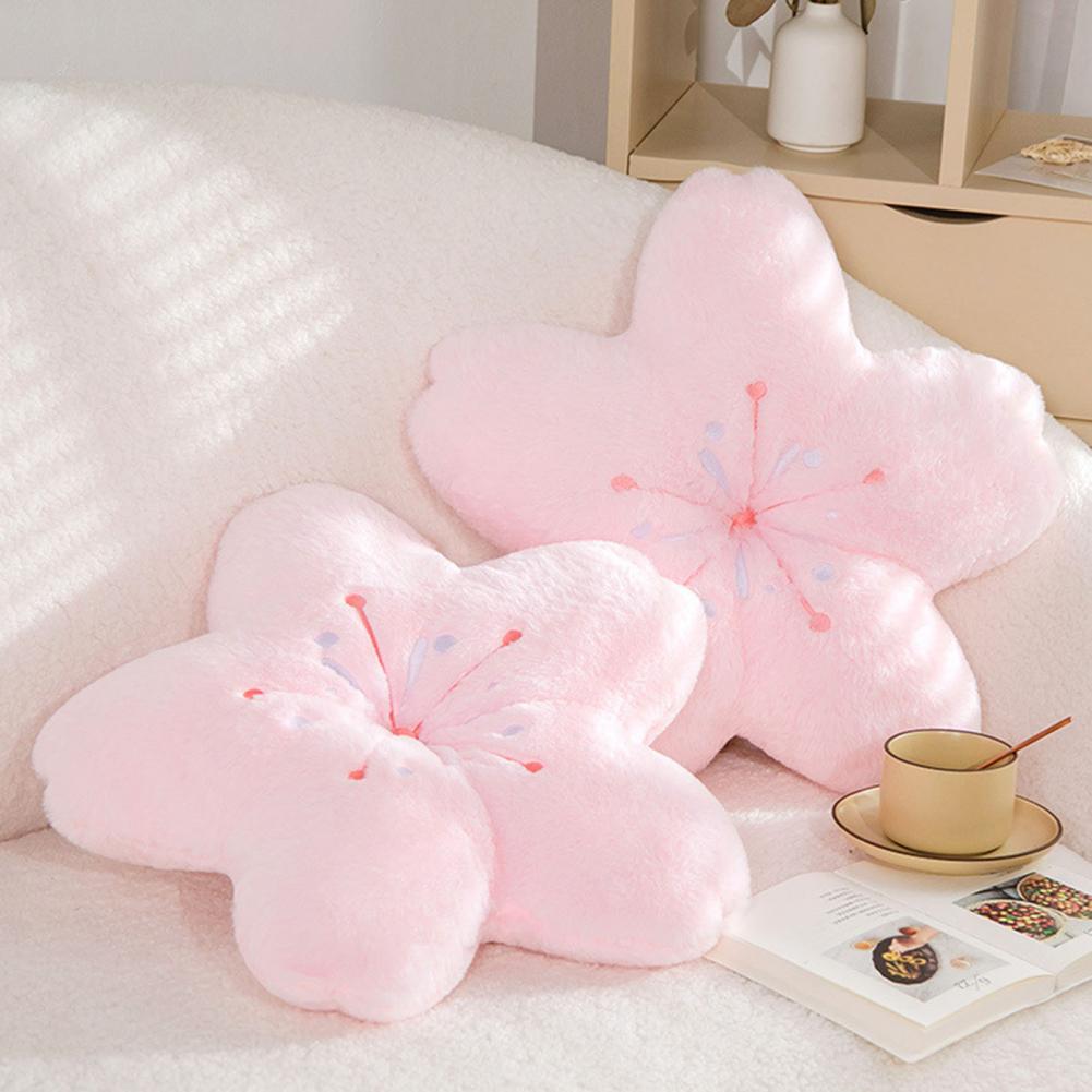 Cherry Blossom Throw Pillow Kawaii Sakura Flower Plush Pillow Bedroom Living Room Decor Bay Window Floor Seat Cushion Tatami