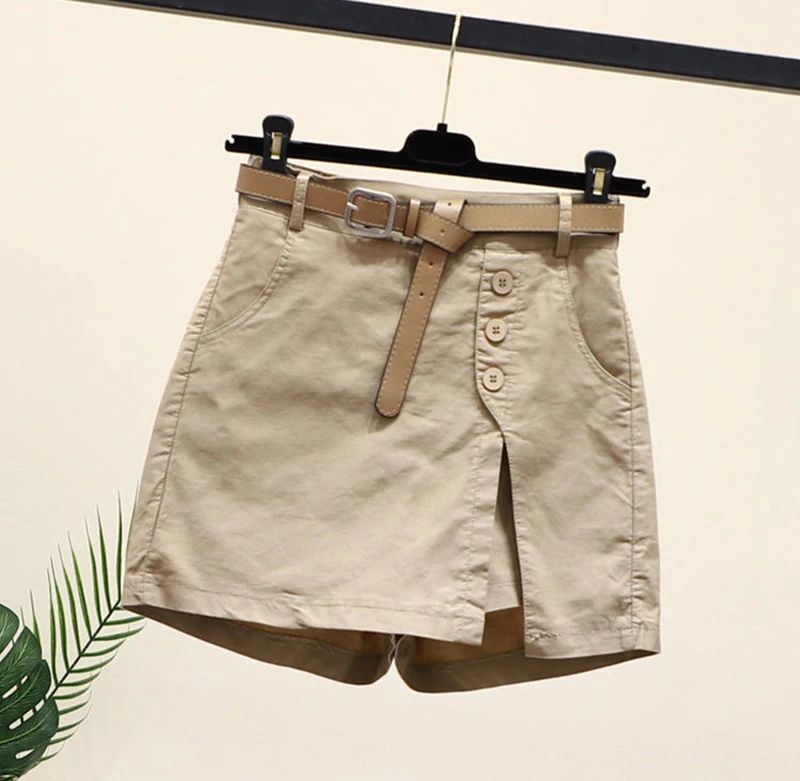 2026 Chic Shorts Women Korean Solid Buttons Side Slit A-line Streetwear Fashion Skirts Chic Harajuku Summer Loose Pants