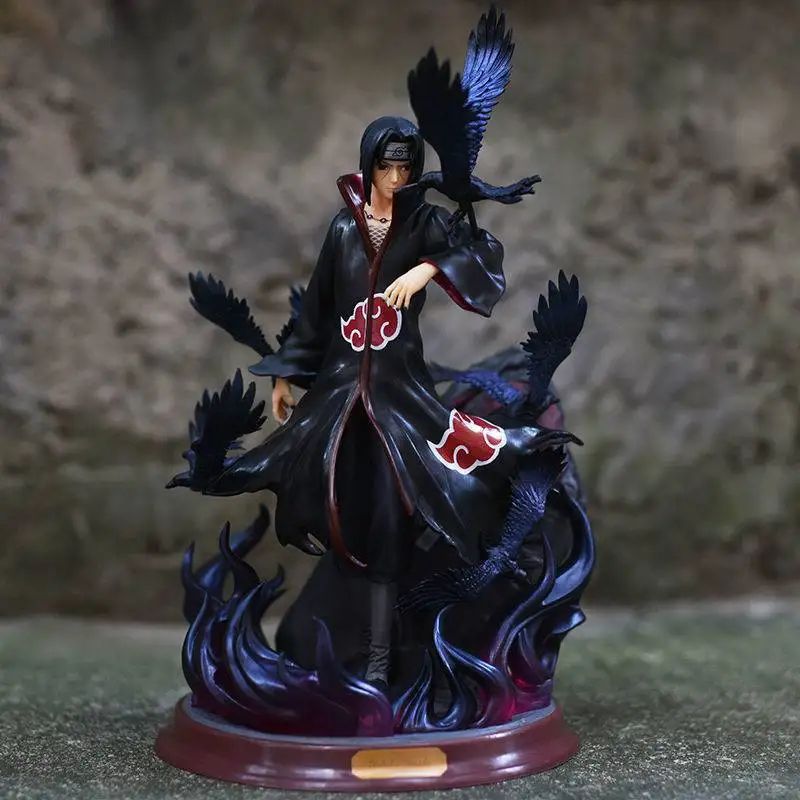 Naruto Anime Figure Uchiha Itachi Boneco de Ação de Pvc Naruto Shippuden Uchiha Itachi e Corvo Coleção Modelo de Brinquedo 25cm