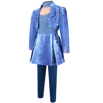 Movie Descendants 5 Dark Fantasy Cosplay Chloe Blue Princess Queen of Hearts Costume Girls Halloween Performance Outfit