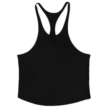 Plain Gym Fitness Bodybuilding Muscle Tank Tops Mens Running Sport Sleeveless Y-back Vests Summer Cool Cotton Breathable Shirts