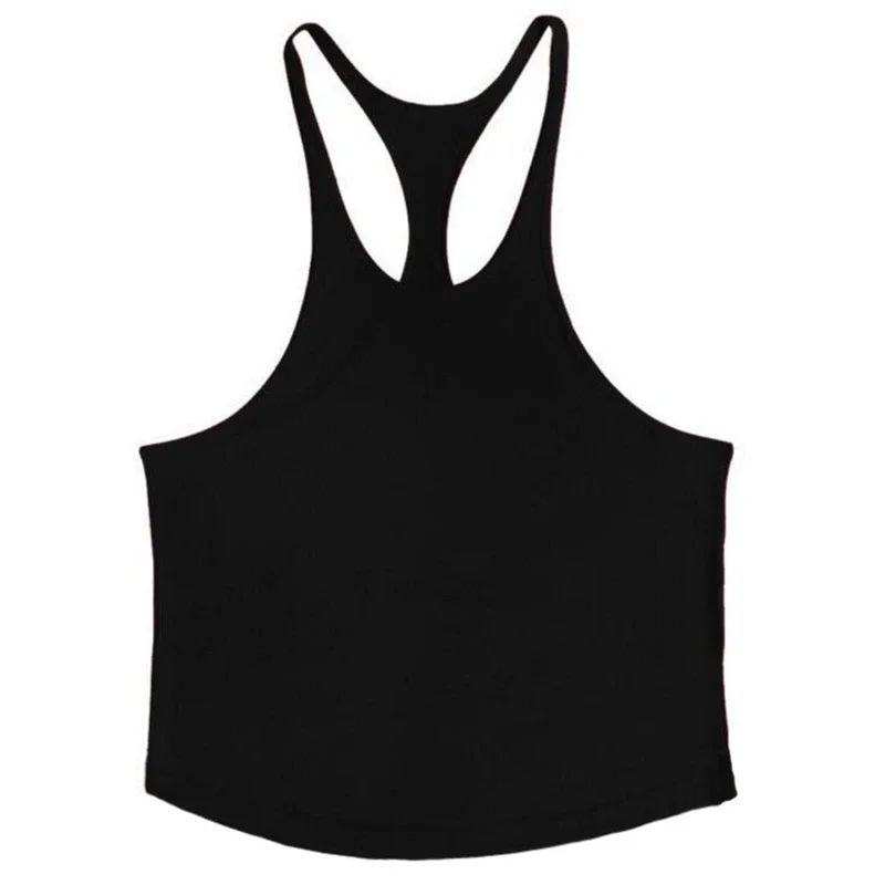 Plain Gym Fitness Bodybuilding Muscle Tank Tops Mens Running Sport Sleeveless Y-back Vests Summer Cool Cotton Breathable Shirts