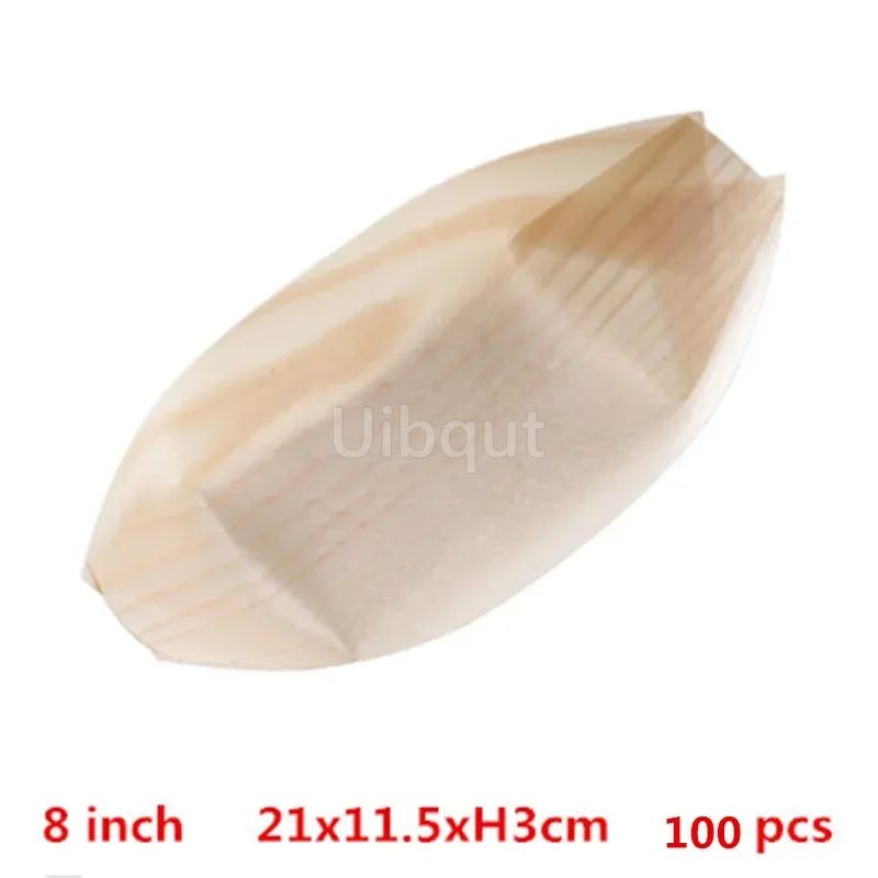 50 100pcs Sushi shushi Wood Boat Natural bamboo Disposable Kayak Salad Dessert Pine cake Boat Snack Bowl mat sushi plate tray