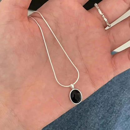 Colar com Pingente Simples Oval de Pedra da Lua e Água-marinha para Mulheres Meninas Corrente Cobra de Luxo Colar da Moda Joias Presentes
