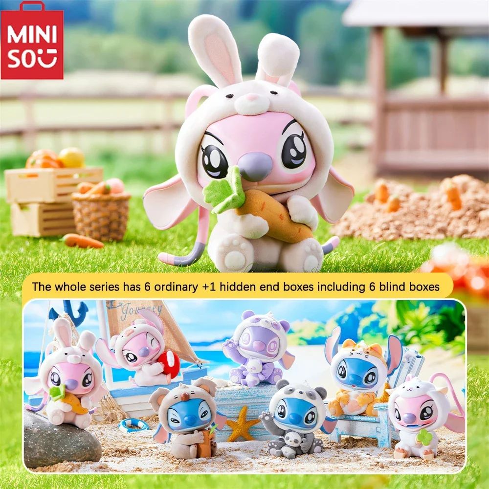MINISO Disney Stitch Animals Party Series Blind Box – Última Estatueta, Decoração de Figura Surpresa, Sacola Surpresa, Presente de Aniversário