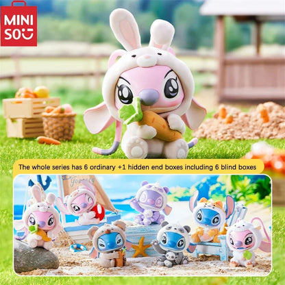 MINISO Disney Stitch Animals Party Series Blind Box – Última Estatueta, Decoração de Figura Surpresa, Sacola Surpresa, Presente de Aniversário