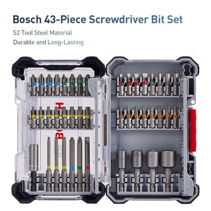 ? Kit de Pontas de Parafusadeira Bosch de 43 Peças com Controladora de Impacto Profissional Kit de Acessórios Bosch