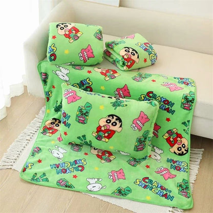 Cartoon Crayon Shinchan Flannel Blanket Single Size Sleeping Blanket Comfort Japanese Style Blanket Bedroom Bedspread Girl Kids