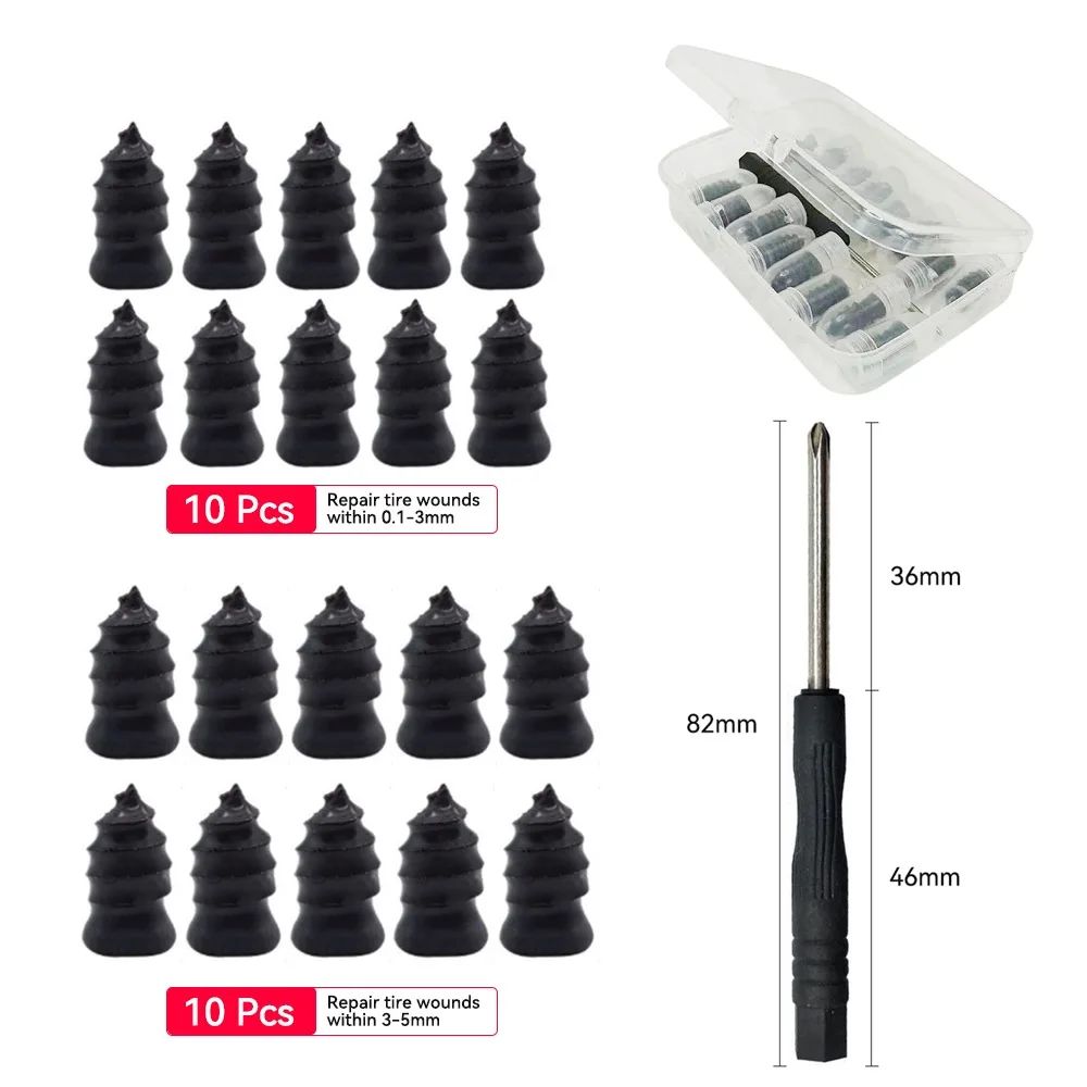 Kit de Reparo de Pneu de Carro a Vácuo 21 Peças, Parafuso de Borracha Universal para Pneu, Kit de Ferramentas de Reparo Sem Câmara para Motocicletas e Caminhões