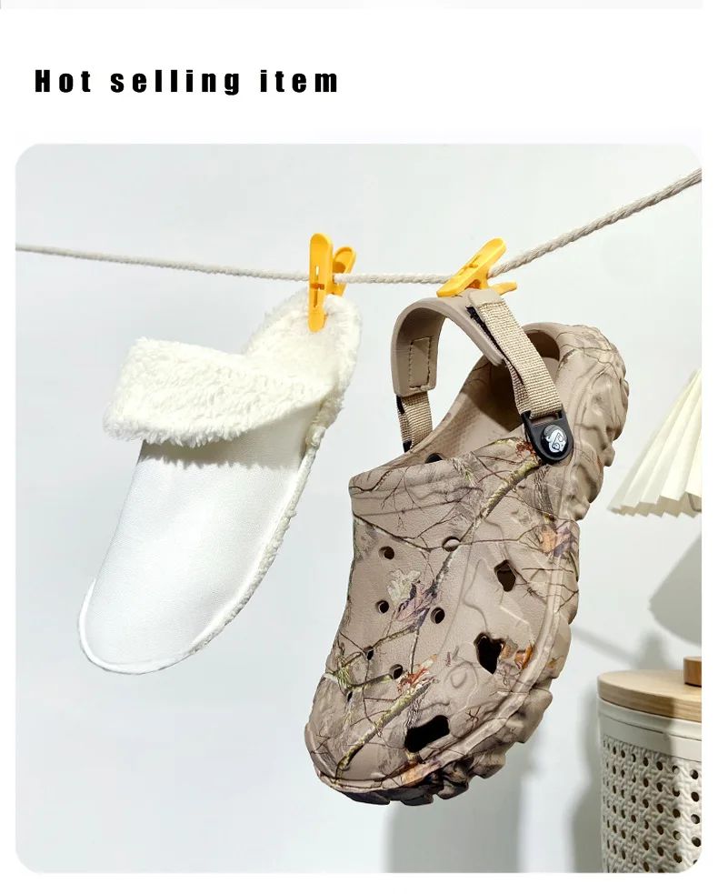 Men's Cotton Slippers Winter Thick Bottom Fleece Lined Warm Home EVA Comfortable Head Covered Slippers Roman Style Sandals