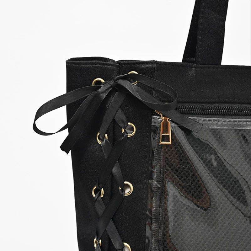 Japanese Kawaii Girls Itabag Large Capacity PU Leather Shoulder Bag Bow Ribbon Lolita JK Handbags Ita Bag Y2K Handbags Purse