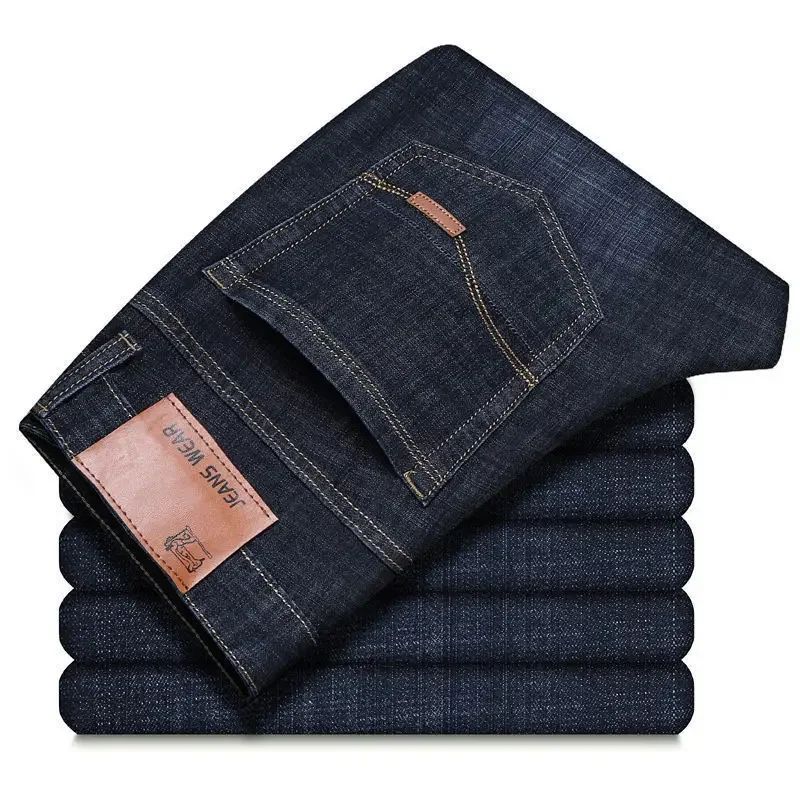2025 NOVOS Jeans Masculinos da Moda Business Estilo Clássico Casual Elástico Slim Calça Jeans Marca Masculina Calças Jeans Preto Azul