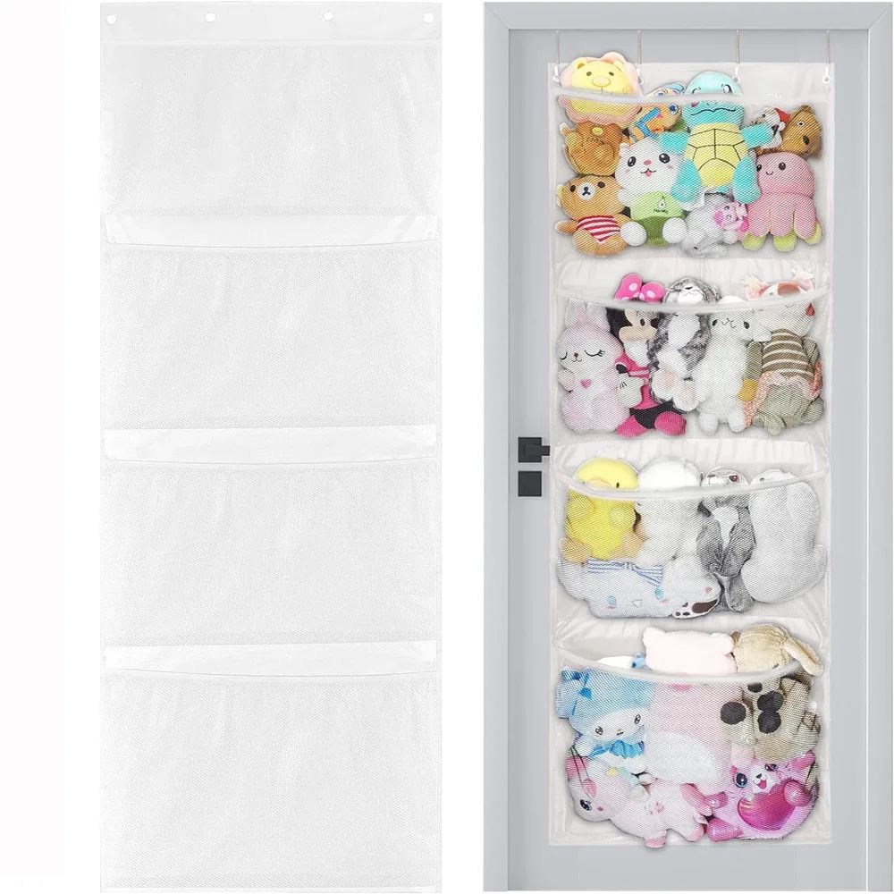 Over Door Hanging Storage Bag for Stuffed Animals & Baby Toys, Hammock Toy Organizer Net, Space-Saving Storage Solution
