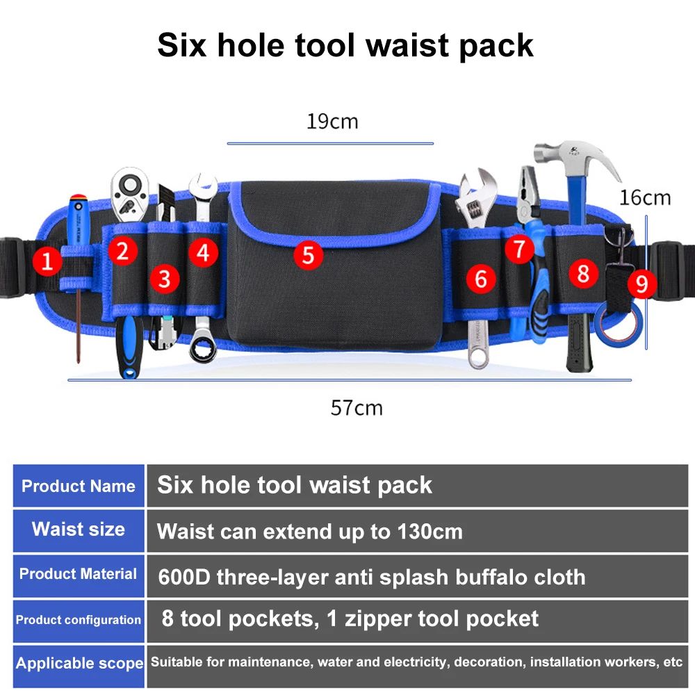 Hardware and electric Tool Bag Multifunction Oxford Cloth Thickened Maintenance Aerial Work Pocket Portable Tool Pocket Waistbag