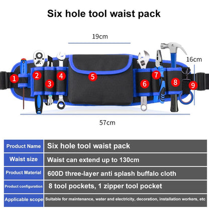 Hardware and electric Tool Bag Multifunction Oxford Cloth Thickened Maintenance Aerial Work Pocket Portable Tool Pocket Waistbag