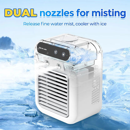 Small portable air conditioner fan, small air cooler, mini humidifier for home and office