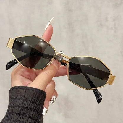 Fashion Polygonal Women Sunglasses 2025 Vintage Brand Rhombus Ladies Sun glasses Shades Unique Metal Frame Punk Eyewear Men