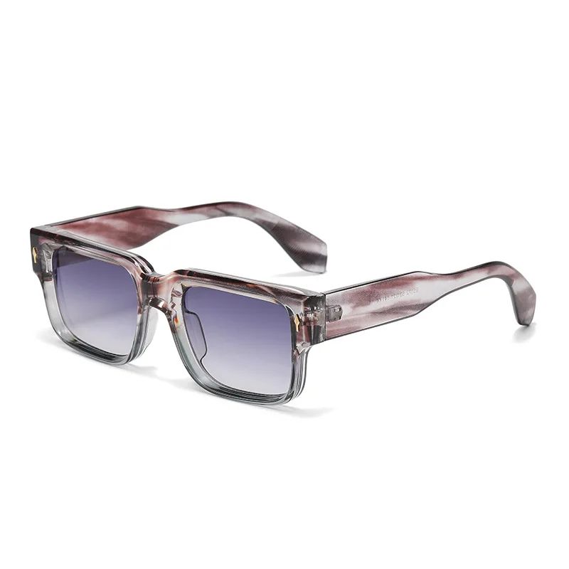 JNPCXI Óculos de Sol Retrô Quadrados Femininos Listras de Leopardo Sombras UV400 Rebites da Moda Masculinos Óculos de Sol Transparentes Gradiente