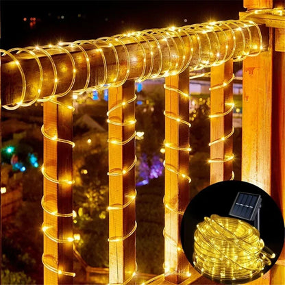 Solar Rope Lights Outdoor Blue LED PVC Tube Fairy String Light Garden Wedding and Birthday Outdoor Holiday Home Decoration