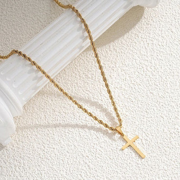 New Stainless Steel Cross Pendant Necklace for Men Women Minimalist Gold Color Jewelry Male Female Necklaces Chokers Gifts 2025