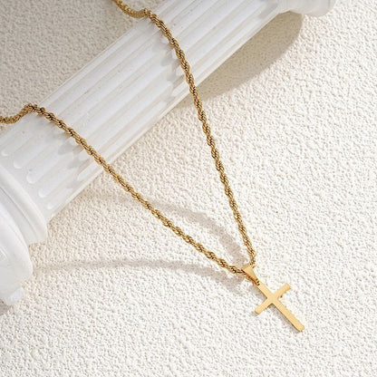 New Stainless Steel Cross Pendant Necklace for Men Women Minimalist Gold Color Jewelry Male Female Necklaces Chokers Gifts 2025