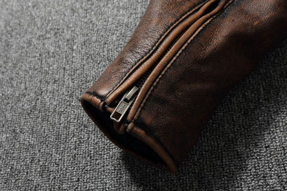 2025 New Leather Jacket Top Layer 100% Cowhide Leather Clothes Men's Stand Collar Motorcycle Clothes  Autumn Winter Plus Size