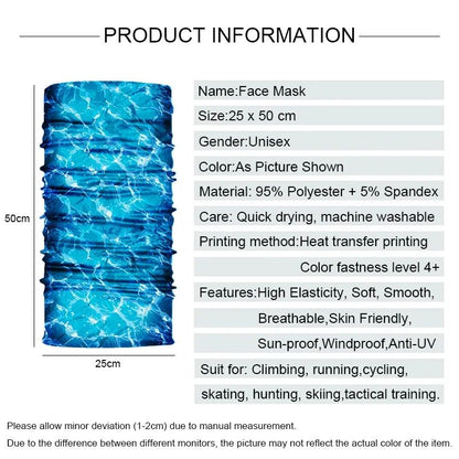 Cycling Face Mask Riding Scarf Breathable Skull Print Neck Gaiter Women Bandana Headwear Headband Snood Hiking Mask Balaclava