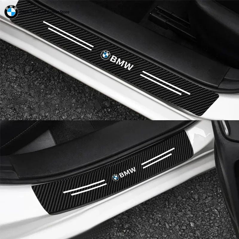 Car Door Automobile Scraper Protection Universal Pedal Protection Sticker Carbon Fiber Grain Automobile Threshold Strip For BMW