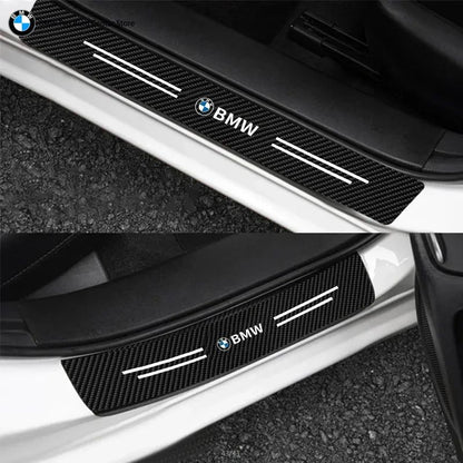 Car Door Automobile Scraper Protection Universal Pedal Protection Sticker Carbon Fiber Grain Automobile Threshold Strip For BMW