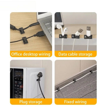 10PCS Self-Adhesive Cable Organizer Clips Management Wire Holder USB Winder Desktop Line Clamp Sticky Adjustable
