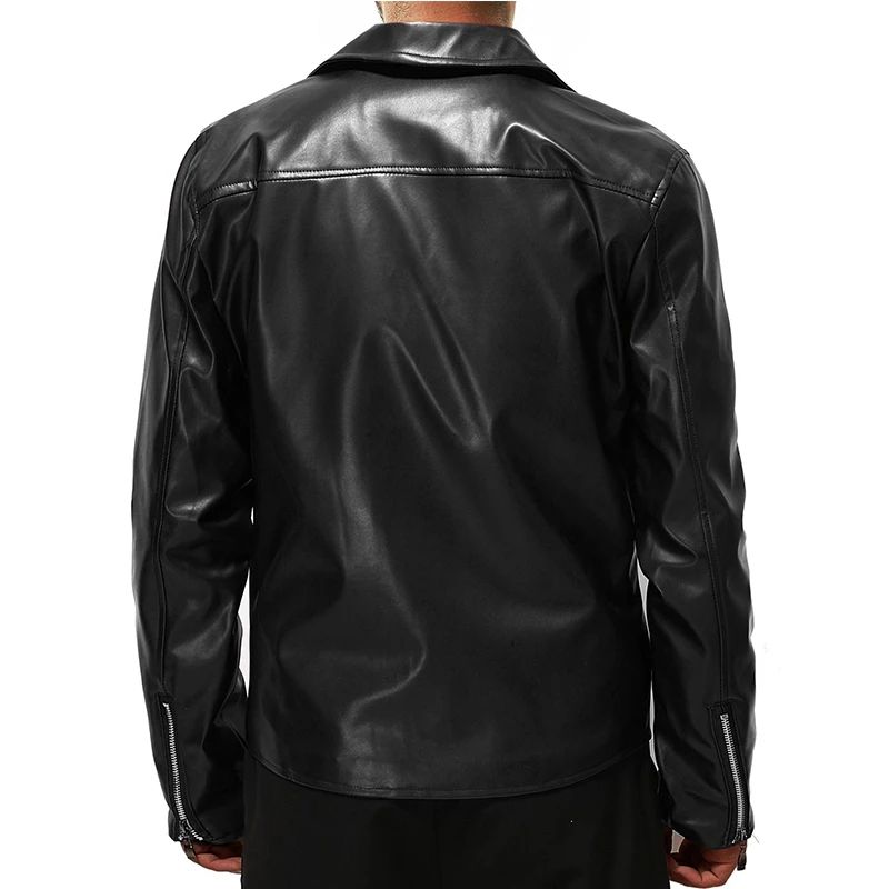Fall and Winter New Men's Leather Jacket Fashion Handsome Lapel Motorcycle Leather Jacket Rock Punk Tops