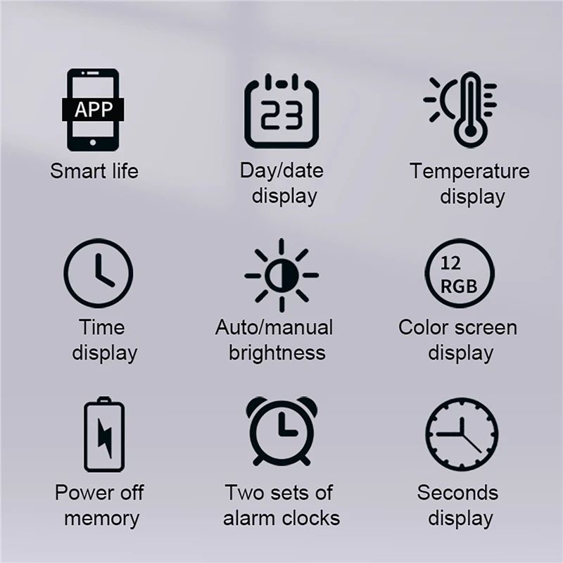 RGB LED Digital Wall Clocks Intelligent Wifi App Control Temperature Date Week Display Multi-functional Electronic Alarm Clock